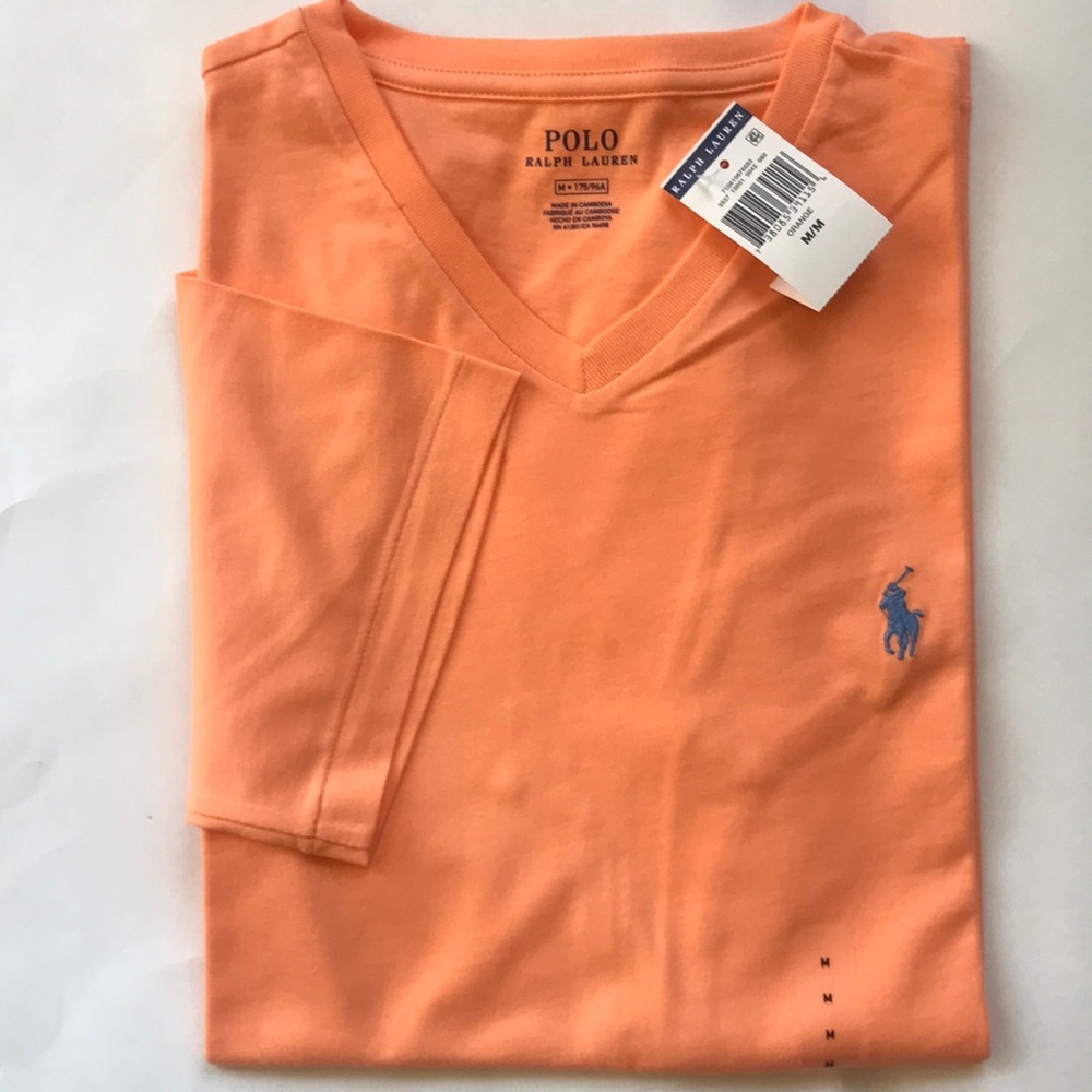 POLO RALPH LAUREN T-SHIRT V NECK ORANGE